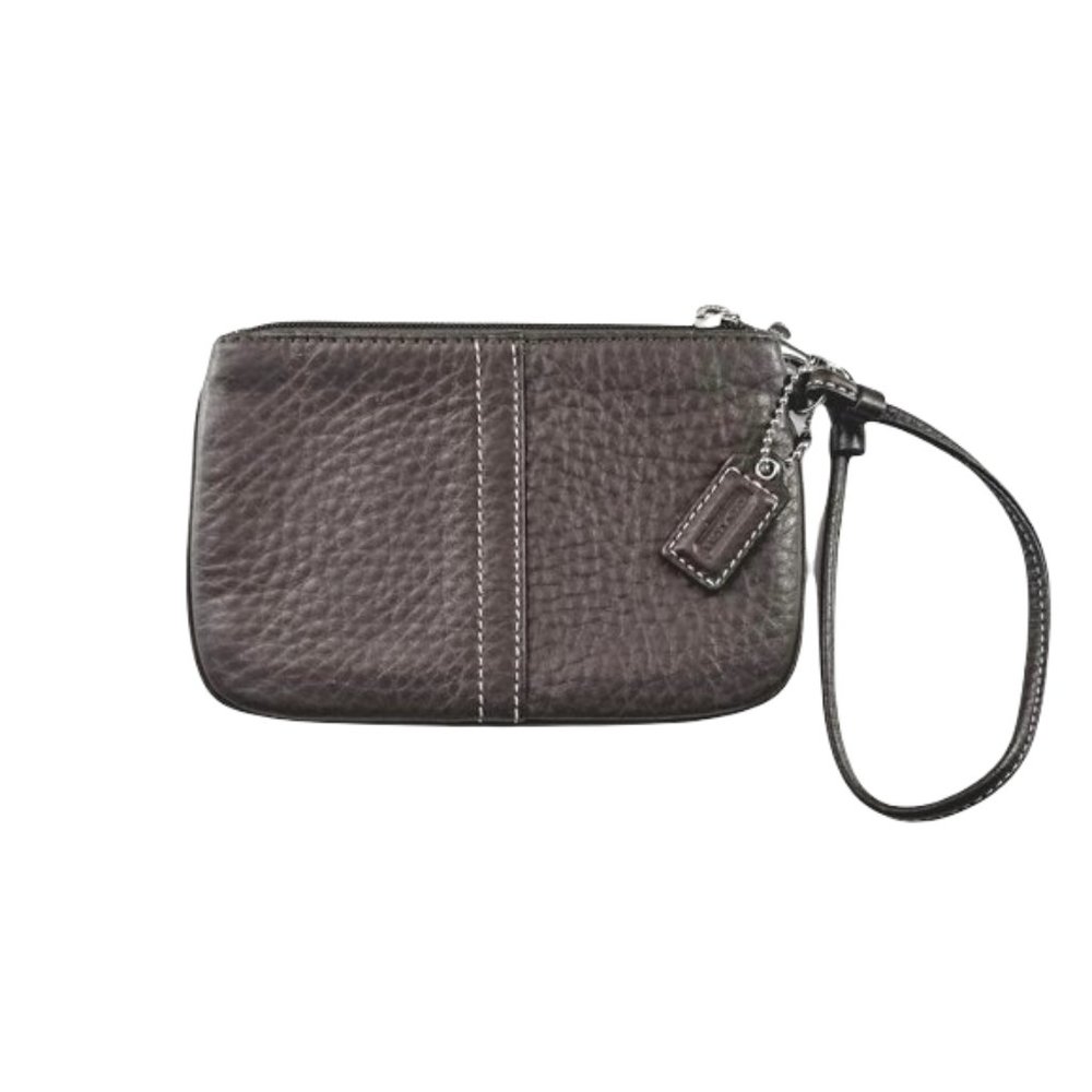 Coach Brown Pebbled Leather Wristlet